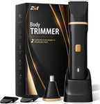Electric Razor for Men, IPX7 Waterproof Versatile Shaver for Temple, Groin, Nose, Ear Hairs, Beard, Body Hair Trimmer for Men, Painless Grooming Kit with 2 Replaceable Ceramic Blade Heads