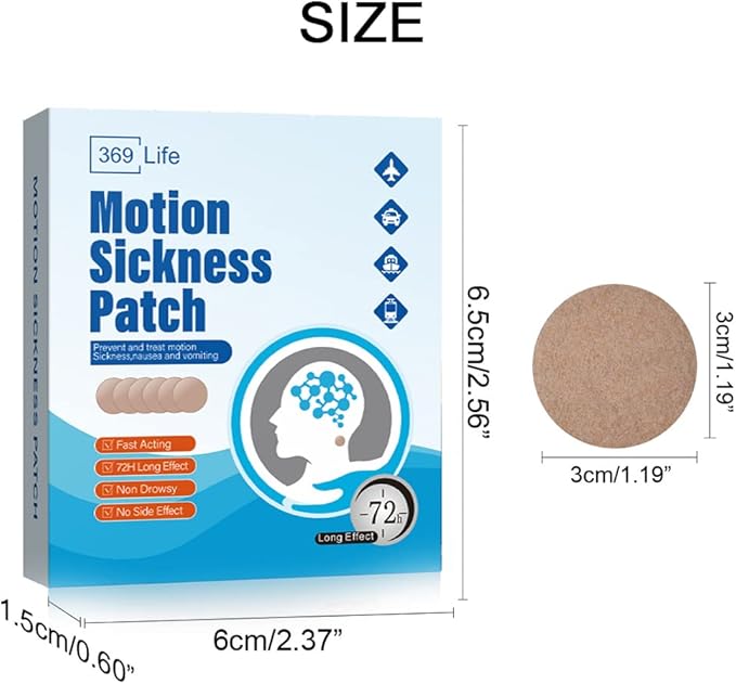 Motion Sickness Patches, Sea Sickness Patch for Cruise - Adults and Kids (30 Count - Pack of 1)