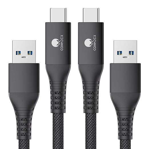 CONMDEX USB C Cable 10Gbps [6ft, 2-Pack] USB 3.1 Gen 2 USB A to USB C Android Auto Cable, 3A Type C Charger Fast Charging Data Transfer Cord for iPhone 17 Pro Max Samsung Galaxy S25, Black