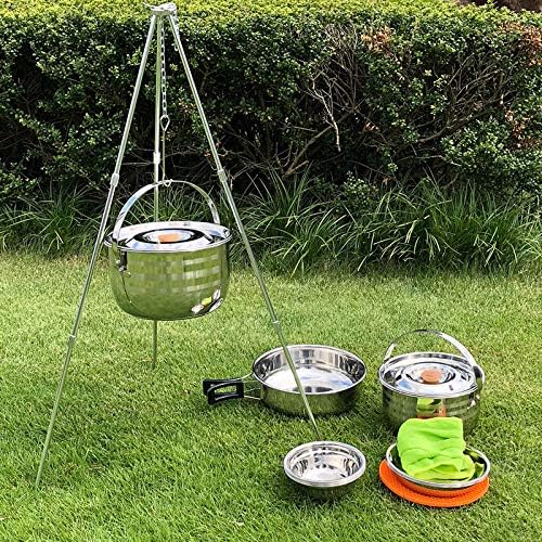 CAMPINGMOON Camping Cookware Set Stainless Steel Outdoor Nesting Cooking Mess Kit Pots Pans Bowls with Storage Carrying Tote Bag