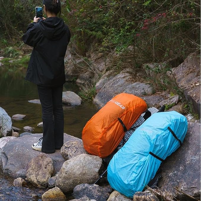 3F 20-85L backpack rain cover, waterproof, dustproof, wear-resistant, tear resistant outdoor hiking backpack cover (blue-XL)