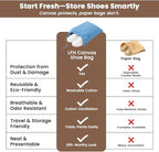 LFH Cotton Rich Shoe Storage Bags with Drawstring, Dustproof Breathable Reusable Organizer, Perfect For Travel, Dorm, Hotel, College, Gym, Easy to Carry, Machine Washable 8"x17" (Pack of 6) - Sky Blue