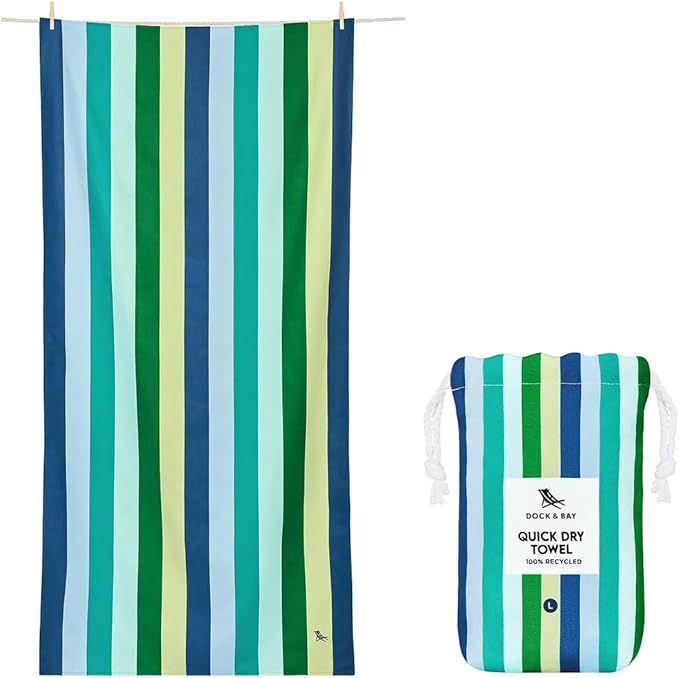 Dock & Bay Beach Towel - Quick Dry, Sand Free - Compact, Lightweight - 100% Recycled - Includes Bag - Pool Party Prepped - Set of 6 - Large (160x90cm, 63x35)