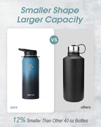 Coolflask Insulated Water Bottle with Strap, 40 oz Metal Water Flask with Straw & Spout Lids, Stainless Steel Double Wall Vacuum, Keep Cold 48h Hot 24h, Leak Proof & Non-BPA, Prussian Blue