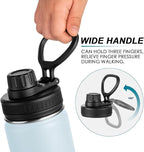 koodee Kids Water Bottle-16 oz Stainless Steel Vacuum Insulated Water Bottle for Back to School Wide Mouth Flask with Leakproof Spout Lid (Bby Blue)