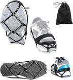 Ice Cleats, Highly elastic Traction Cleats Grippers with tape Straps and Storage Bag, Anti Slip Walk Traction Cleats for Hiking Walking on Snow and Ice
