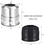 TOMSHOO Portable Folding Windproof Wood Burning Stove Compact Stainless Steel Alcohol Stove Outdoor Camping Hiking Backpacking Picnic BBQ
