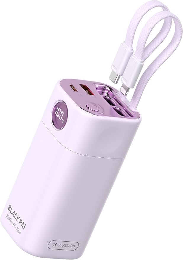 20,000mAh 35W Power Bank, Laptop Portable Charger USB C PD Fast Charging Battery Pack Digital Display for MacBook, iPad, iPhone 17/16, S24 Ultra, Steam Deck, Dell XPS and More (Light Purple)