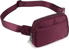 Pander Everywhere Belt Bag for Women, 5 Zipper Pockets Nylon Crossbody Fanny Pack Purse (Red Merlot)