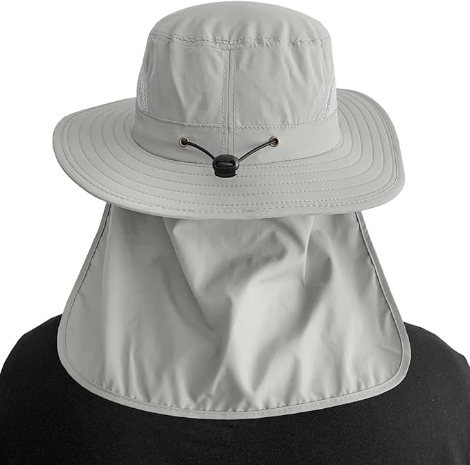 3 Pack Mens UPF 50+ Wide Brim Sun Hat with Neck Flap for Fishing Hiking Garden