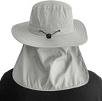 3 Pack Mens UPF 50+ Wide Brim Sun Hat with Neck Flap for Fishing Hiking Garden