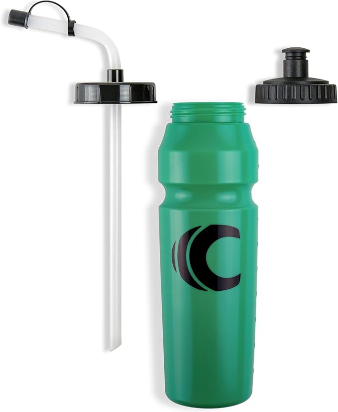 Cannon Sports 1 Liter Sports Water Bottle, BPA-Free, 34 Oz Capacity, Large Mouth, 2 lids (Straw and Squeeze), Great For Helmet Sports Such As Hockey, Lacrosse, Football, Boxing (6 Pack) (Green)