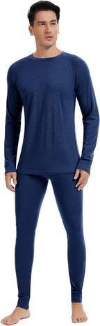 Men's 100% Merino Wool Base Layer Sets Lightweight Active Base Layer for Ski
