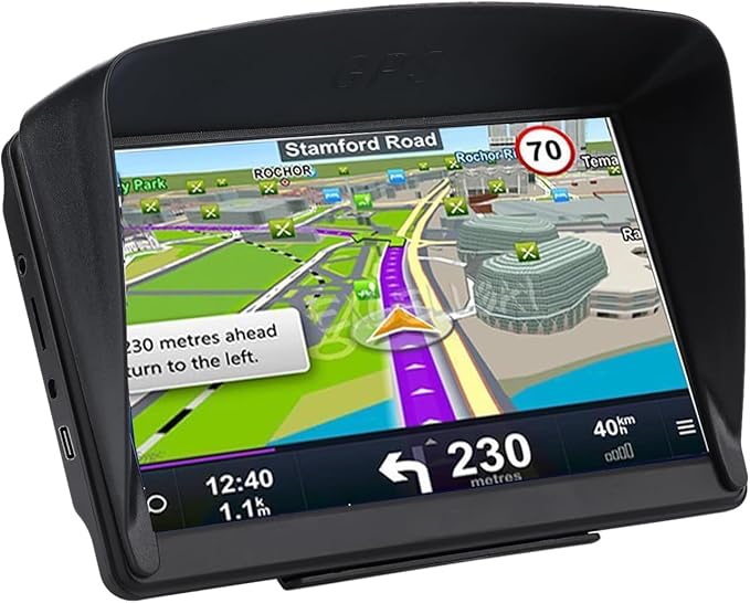 GPS Navigator for Car Truck RV, Latest 2025 Map, 7 inch Touch Screen Real Voice Spoken Turn-by-Turn Direction Reminding Navigation System for Cars, Vehicle GPS with Speed and Red Light Warning