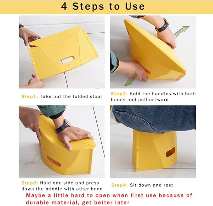 Folding Portable Camping Hiking Stool, Lightweight Collapsable Foldable Chair for Travel Gathering BBQ Subway Library Backpacking Outdoor Ultralight Mini (Yellow)