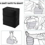 Travel Foot Rest Pillow, Portable Inflatable with Double Hand Pump Adjustable Three Layers Height Pillow for Foot Rest on Airplanes,Cars,Buses,Trains,Office Kids to Sleep on Long Flights (Black 1)