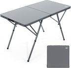 EVER ADVANCED Large Camping Table for 4-6 Person, Portable Folding Aluminum Table with Carrying Handle, Suitable for BBQ, Picnic, Camping and Indoor Use, Support up to 130LBS, Gray