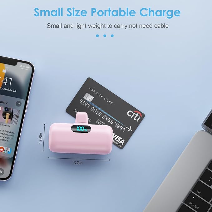 Small Portable Charger for iPhone 5000mAh, PD Fast Charging Power Bank,Mini Battery Pack Portable Phone Charger Travel Essentials for iPhone 14/14 Pro Max/13/13 Pro/12 Pro/11/XS/XR/X/8/7/6/SE Series
