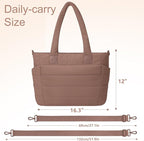 Tote Bag for Women Puffer Work Tote Handbag Large Quilted Nurse Bag with Zipper for Travel