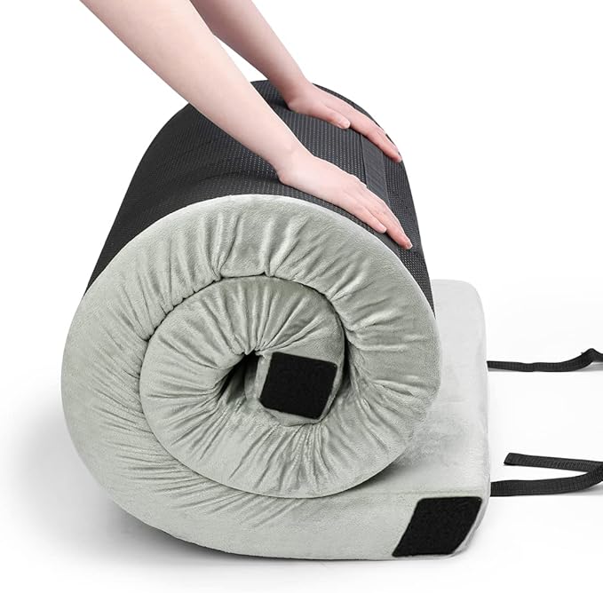 Willpo CertiPUR-US Memory Foam Camping Mattress with Travel Bag and 2 Interchangeable Covers, Lightweight Portable Sleeping Pad for Tents, Guest Beds, Home