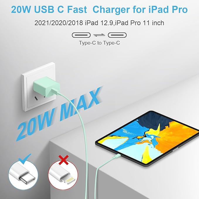 iPhone 17 16 15 Charger Fast Charging, [ETL Certified] 2 Pack 10FT USB C Charger Cable with 20W Type C Fast Charging Block for iPhone 17/17 Pro/17 Pro Max/16/16 Pro/16 Pro max/16 Plus/15（Green）
