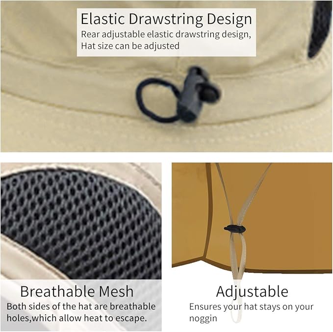 Sun Blocker Hats Outdoor Sun Protection Fishing Cap with Neck Flap Large Brim Outdoor Hat