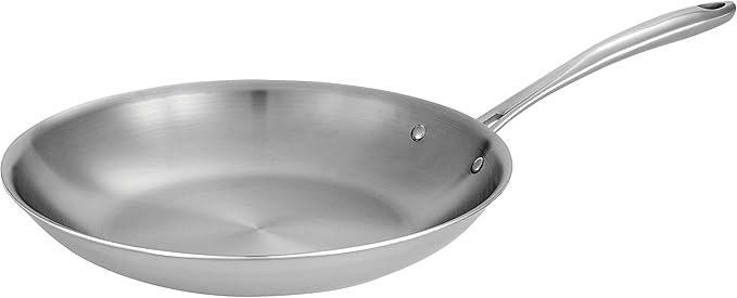 Tramontina Boston Tri-Ply Clad Stainless Steel 12-Inch Large Frying Pan, Induction-Ready Skillet, Dishwasher-Safe, NSF-Certified, Made in Brazil