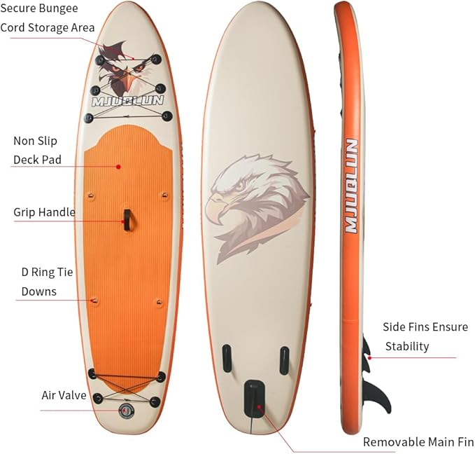 Upgrade Stand Up Paddle Board 10’6” with 32” Wide Stable, Double Ended Paddle,Non Slip Deck,Dual Action Pump,Fast Inflatable SUP Great for Adults and Kids