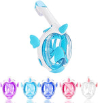 Kids Snorkel Mask, Full Face Snorkel Mask for Kids 4-16, 180 HD View Anti-Fog Anti-Leak Snorkel Mask for Kids Snorkel Set Snorkeling Gear for Kids