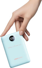 VEEKTOMX Small Portable Charger 10000mAh, Mini Power Bank 22.5W Fast Charging, Slim & Lightweight Travel Essentials, 3-Output External USB C Battery Pack Compatible with iPhone 17 16 15 (Cyan)