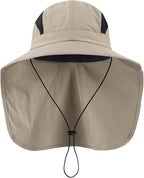 Home Prefer UPF 50+ Sun Hats for Men Women Wide Brim Fishing Hat with Neck Flap UV Protection Sunblock Safari Bucket Hat