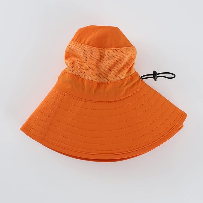 Home Prefer Outdoor UPF50+ Mesh Sun Hat Wide Brim Fishing Hat with Neck Flap Sun Hat for Men Women