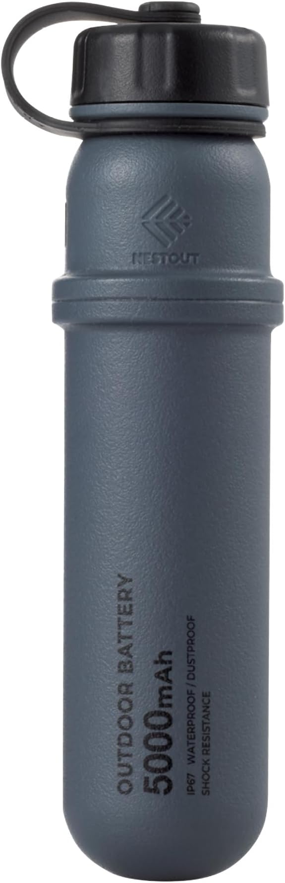 NESTOUT Rugged Portable Charger, 5000mAh Outdoor Battery Power Bank, 15W USB C Fast Charging, Waterproof IP67, Durable Shockproof, Tactical Battery Pack for Phone EDC Hiking Camping (Blue Gray)