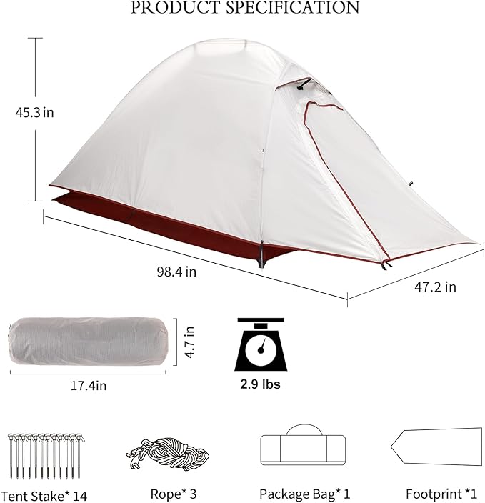 1 Person Tent Lightweight Double Layer Professional Instant Ultralight Tent for Camping