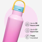 Corkcicle Sport Canteen - Keeps Drinks Cold 25 Hours - Stainless Steel Water Bottle - Triple-Insulated - Spill-Proof - Summer Drinkware Gift - Keeps Drinks Ice Cold - 20 oz - Pink Pop