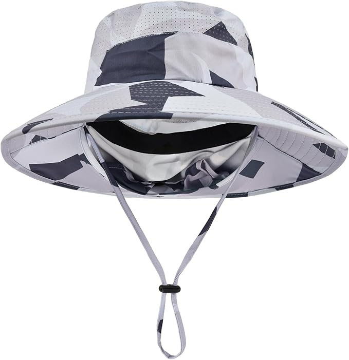 Sun Hats for Men Women Fishing Hat UPF 50+ Breathable Wide Brim Bucket Hats Summer UV Protection Safari Hat with Neck Flap