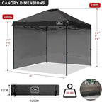 KAMPKEEPER 10x10 Pop Up Canopy Tent with 2 Sidewalls, Beach Tent - Easy Outdoor Sun Shade for Events, Parties, Camping - Gazebo with 4 Weight Bags & Carry Bag. (Black)