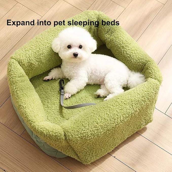 2-in-1 Convertible Pet Carrier & Dog Bed, Soft-Sided Portable Travel Tote with Safety Tether, Expandable Cat Carrier for Small Dogs & Cats, Pet Sling,Soft Plush Inner Lining, Travel, Shopping