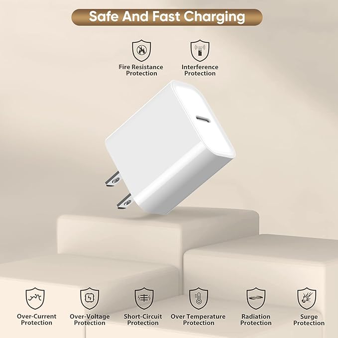 iPhone 16/15 Charger Fast Charging,3Pack 20W PD Type C Port Fast Charging Wall Plug 6FT Long USB C to C Woven Cable USB-C Charger for iPhone 16 Pro Max /15 Plus,iPad Pro 12.9/11,Air 5/4, Mini,AirPods