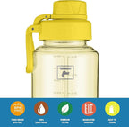 Fanhaw 32 oz Clear Water Bottle with Fast-Flow Spout Lid, BPA-Free Tritan, Wide Mouth, Leakproof, Reusable Bottle for Gym, School, Office, Travel (Imperial Yellow)