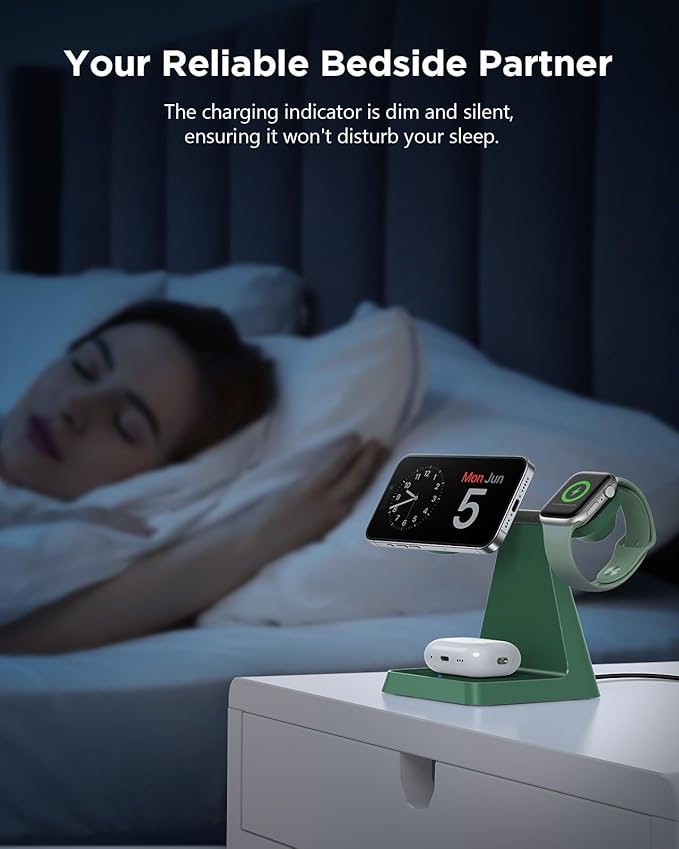 Magnetic Wireless Charger for iPhone - 3 in 1 Charging Station for Multiple Devices Charger Stand for Apple Watch iPhone 16 15 14 13 12 Pro Max
