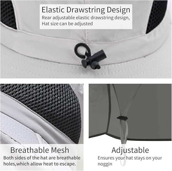 Sun Blocker Hats Outdoor Sun Protection Fishing Cap with Neck Flap Large Brim Outdoor Hat