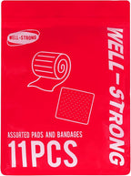 11Pcs First Aid Kit Refill - Assorted Gauze Pads & Bandages for Home, Outdoor Cuts, Scrapes Replenish Pack