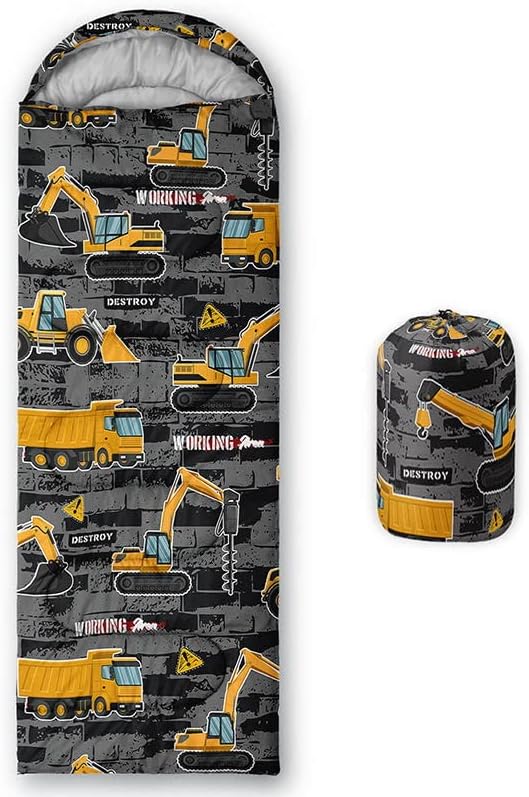 Kids Sleeping Bag for Boys Girls,Rocket Moon Print-Lightweight Warm Portable Outdoor Indoor-Waterproof Cold Weather Resistant Sleeping Bag for Camping Hiking