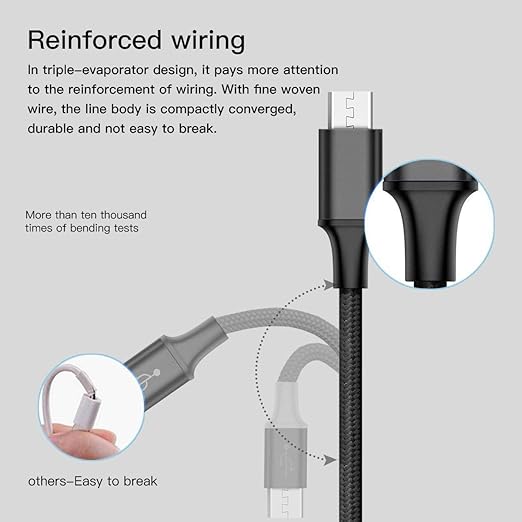 Puxnoin Multi Charging Cable, 2Pack Multi Charger Cable Short 1FT Braided Universal 3 in 1 Multiple USB Cable Charging Cord with Type-C, Micro USB Port Connectors for Cell Phone Tablets and More
