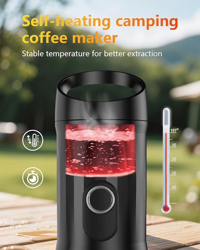 Portable Espresso Machine 3Minute Auto Heat12V Rechargeable Electri Coffee Maker 20 BaCompatible with NS DG Capsules and GroundCoffee for Camping, Travelling RVing HikingandOffice Black