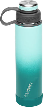 EcoVessel Stainless Steel Water Bottle with Insulated Dual Lid, Insulated Water Bottle with Strainer and Silicone Bottle Bumper, Coffee Mug – 24oz (Forest Horizon)