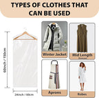 PARTY BARGAINS 60 x 24 Inch Disposable Clear Garment Bags, 100 Pack – Heavy-Duty Plastic Clothes Covers for Suits Dresses Coats, Closet & Travel