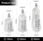 WILDREEDS 500ml Soft Flask, TPU Collapsible Soft Water Bottle for Hydration Pack, Running Vest, Folding Water Bottle for Hiking Cycling Climbing-1Pcs, White
