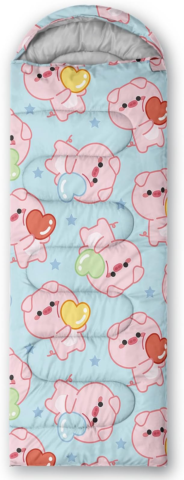 AILONEN Pink Lovely Rabbit Sleeping Bag for Girls Kids Adults,Warm and Cool Weather,Lightweight,Waterproof Backpacking,Cartoon Flowers Printed Bunny Sleeping Bag for Camping